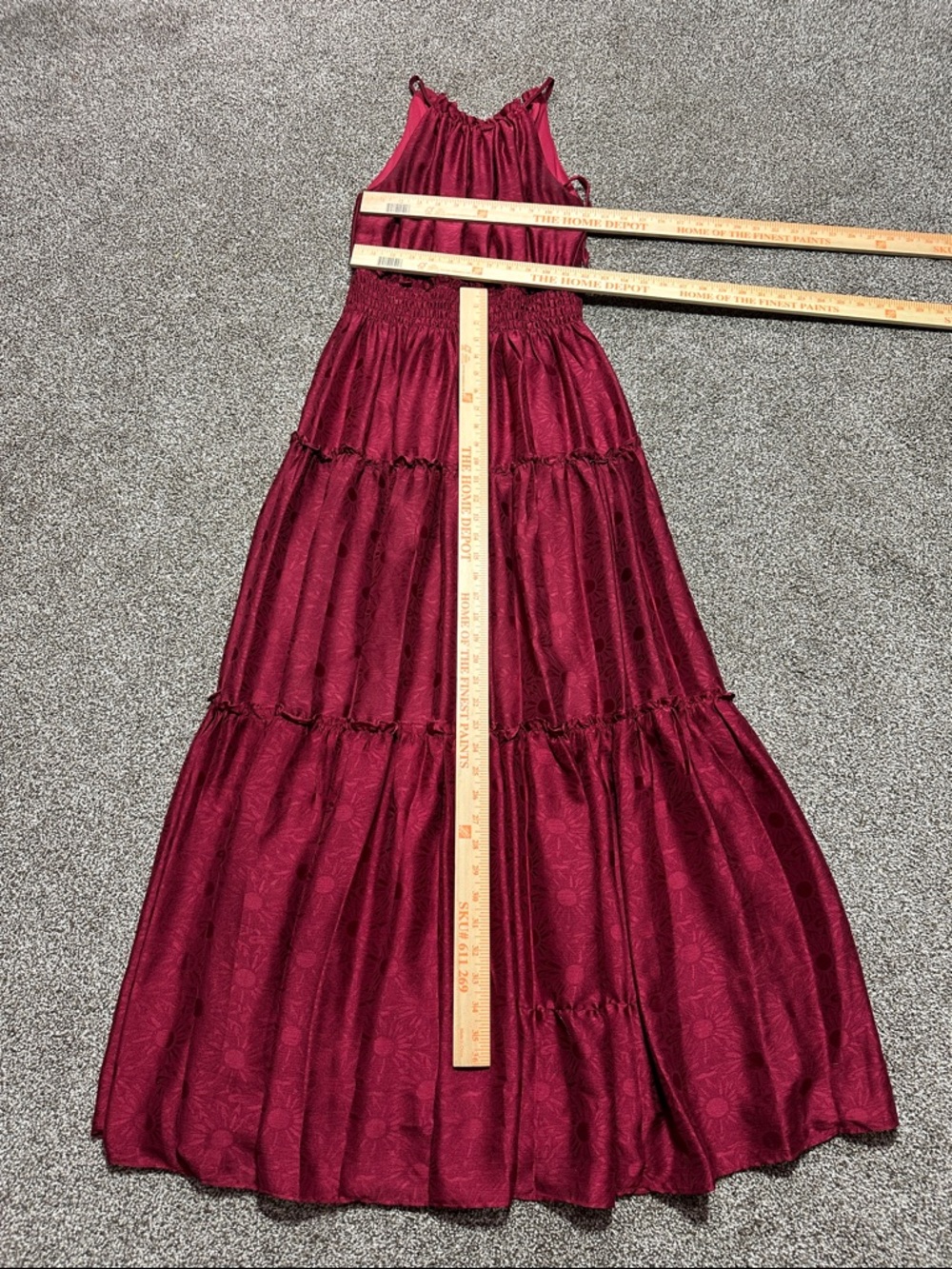 Taylor Tiered Maxi Dress in Deep Wine floral design size 2 - Picture 2 of 8
